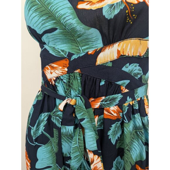 Aakaa Tropical Halter Maxi Dress Women Size XS Floral Open Back Resort Coastal - Picture 9 of 14